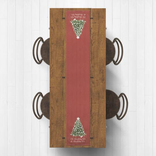 90" Oh Christmas Tree On Red Table Runner